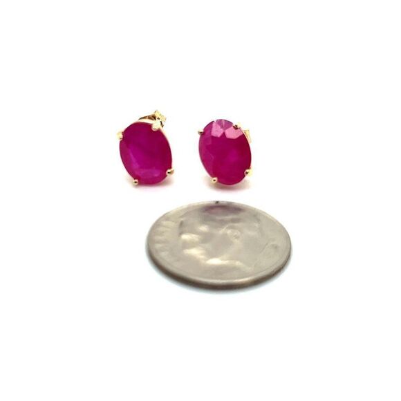 Natural Ruby Stud Earrings 14k Yellow Gold 4.18 TW Certified 307907 - Picture 5 of 12